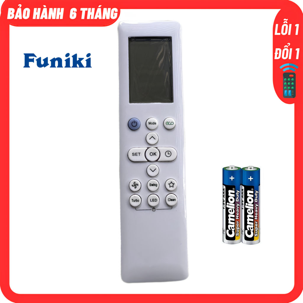 Điều khiển Điều hòa FUNIKI mẫu mới Inverter kèm Pin - Remote máy lạnh FUNIKI mới.